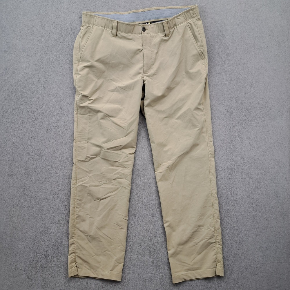 Under Armour Men's UA Tech Golf Pants Khaki Flat Front Size 40x32